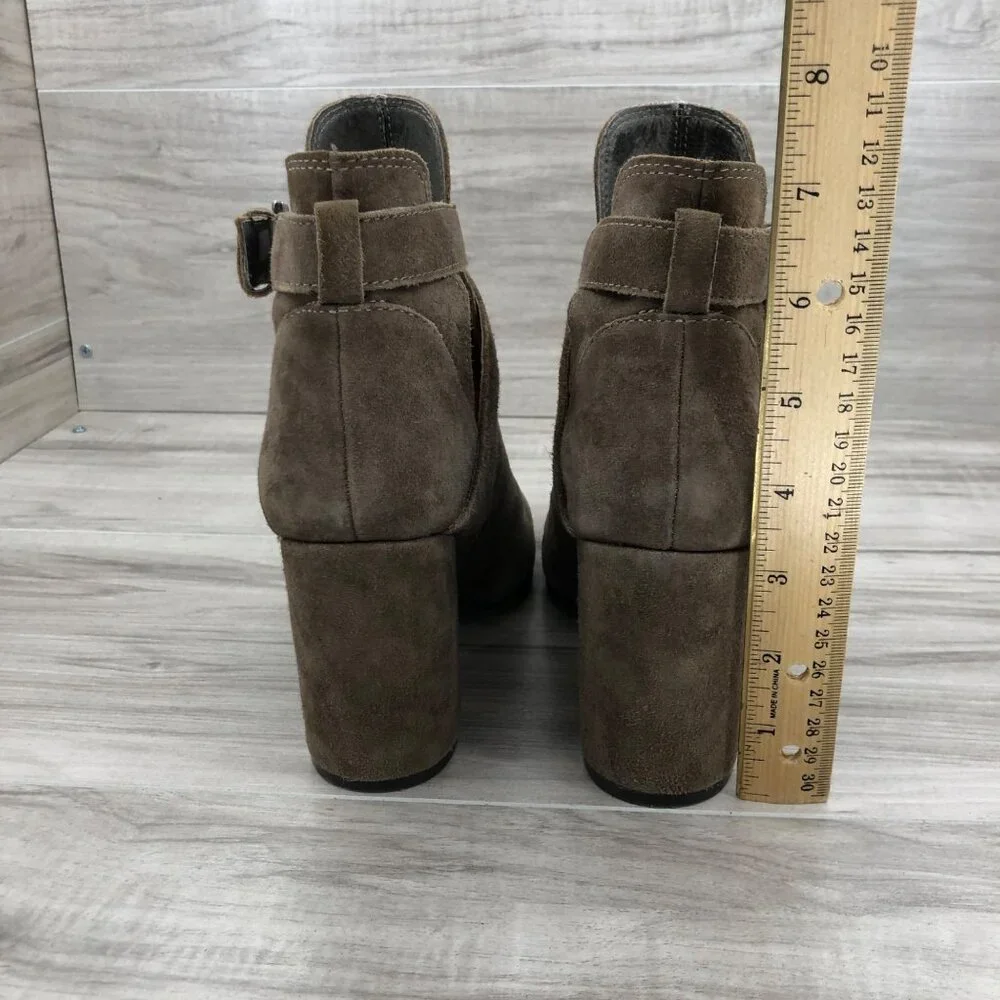 Ash Ankle Boots Women's 37 Famous Brown Suede Buckle Heel Booties
